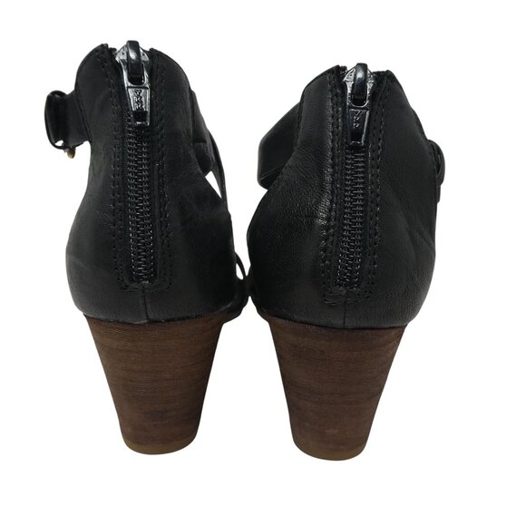 Sofft Mauldin Black Leather Open Toe Cross Strap Wedge Heel Sandals Womens 7 - Picture 9 of 13